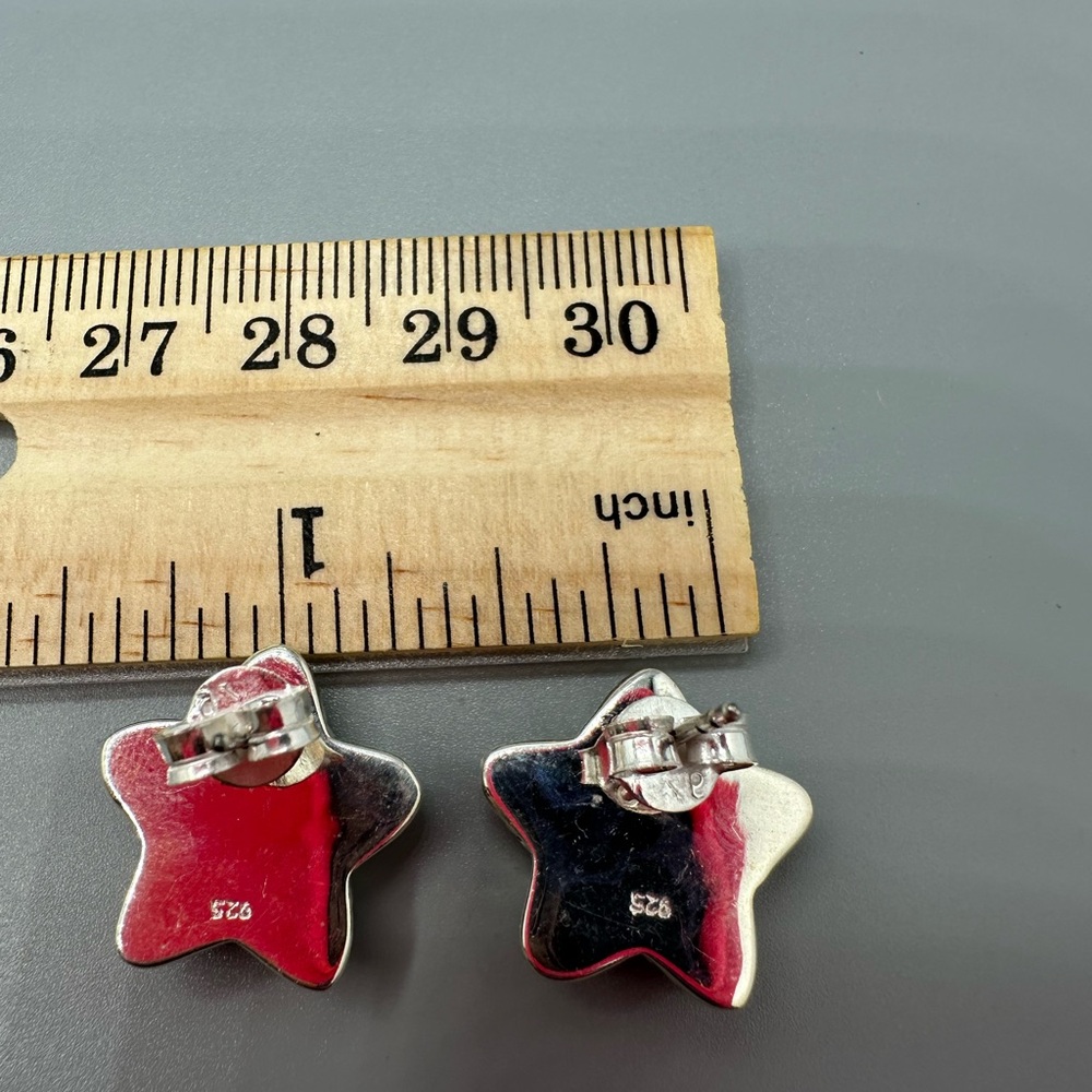 ⭐️ Star-Shaped Cotton Candy Turquoise Sterling Silver 925 Handmade Earrings Star - Picture 5 of 5
